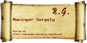 Maninger Gergely névjegykártya
